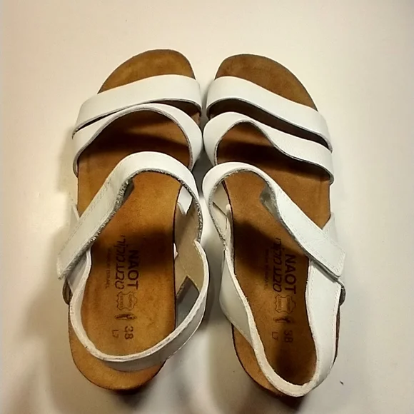 Naot Kayla White Leather Comfort Wedge Sandals Women's sz 7(38). - Picture 8 of 10